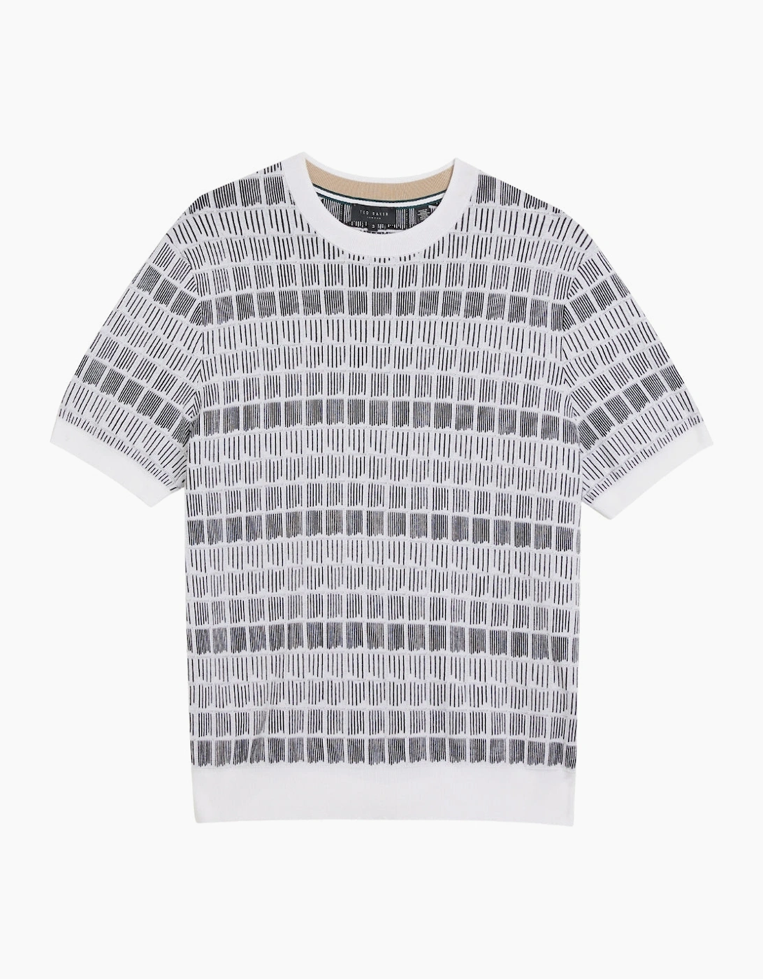 Men's Ted Baker Srevel Regular Jacquard White T-Shirt - Grey - Size: 42