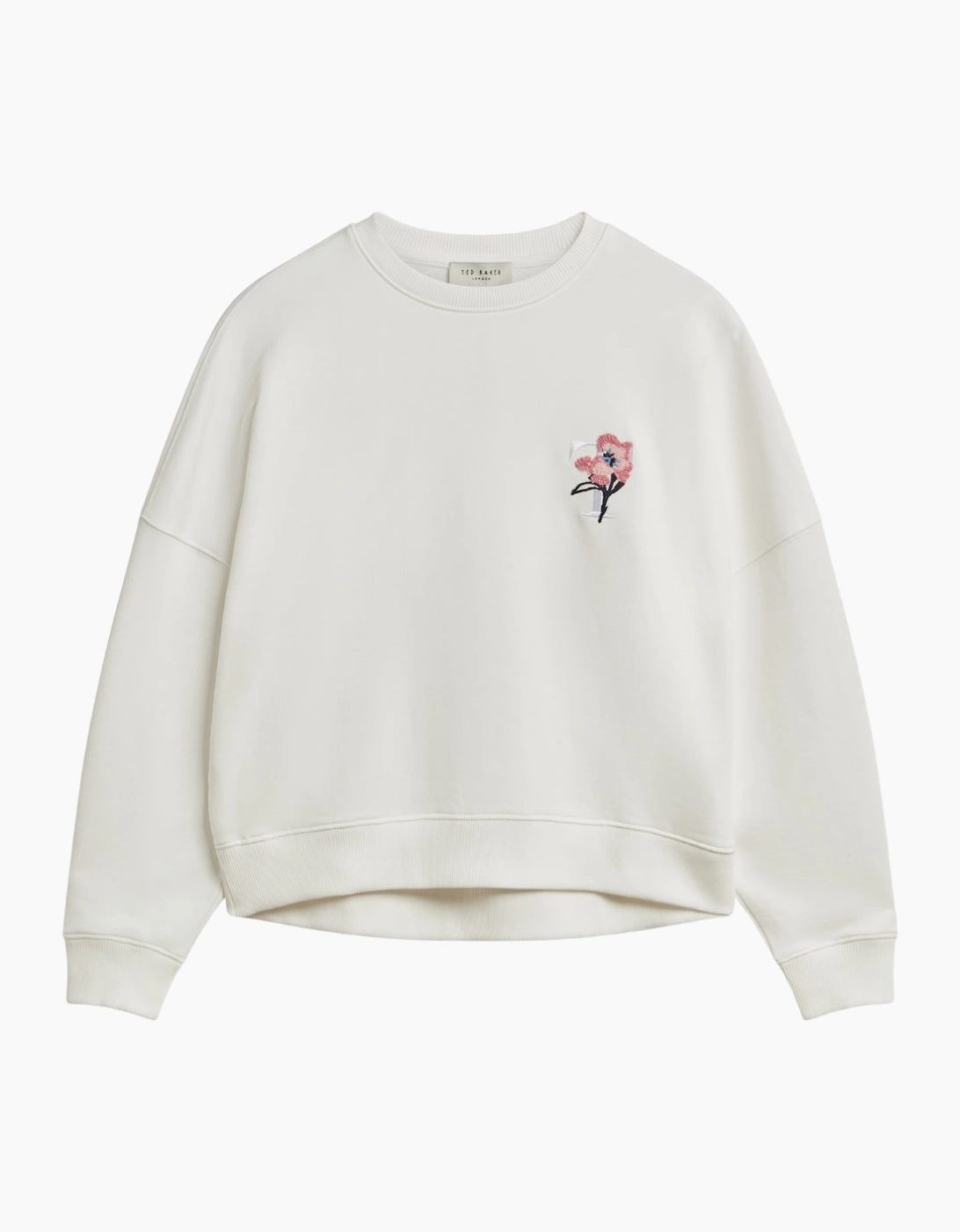 Ted Baker Janettt Embroidered Logo Balloon Sleeve Ivory Jumper