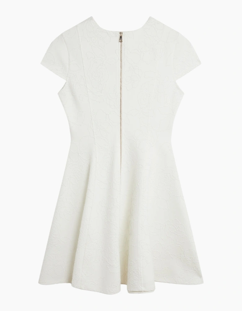 Ted Baker Codaa Embroidered Ponte Mini Ivory Skater Dress