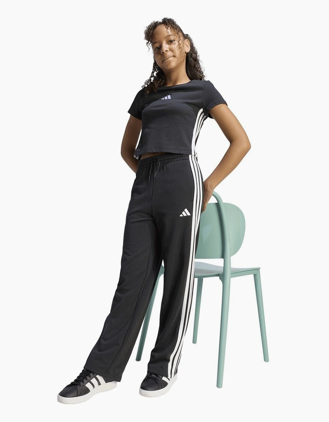 Wide Leg Three Stripes Track Joggers