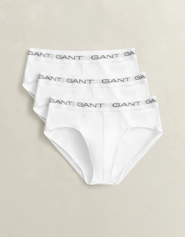 GANT 3-Pack Mens Logo Waistband Briefs - 110 White
