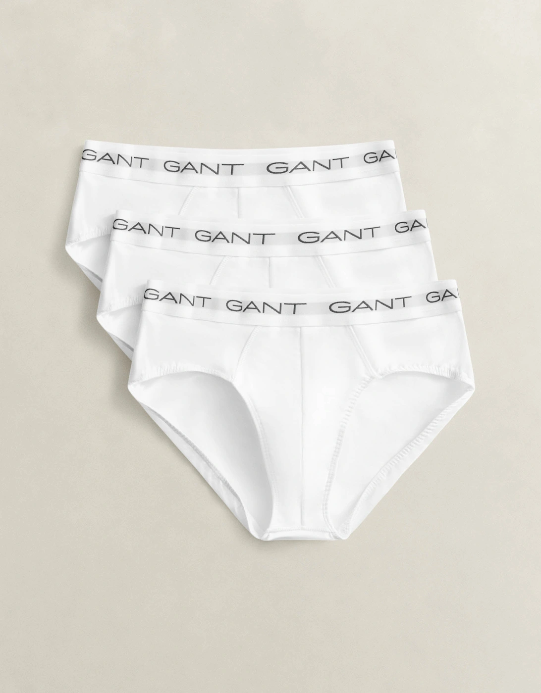 Gant Men's White 3-Pack Logo Waistband Briefs - 110 - Size 37/36/32