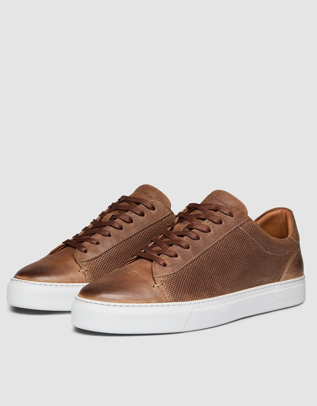 Oliver Sweeney Almada Mens Perforated Leather Trainers - Tan
