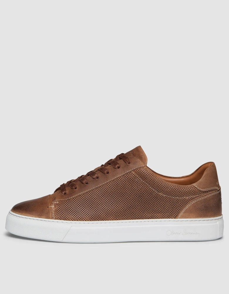 Oliver Sweeney Almada Mens Perforated Leather Trainers - Tan