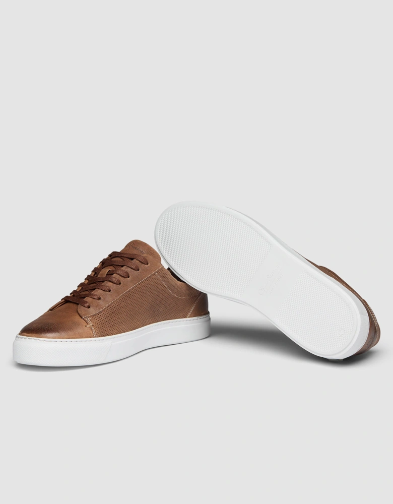Oliver Sweeney Almada Mens Perforated Leather Trainers - Tan