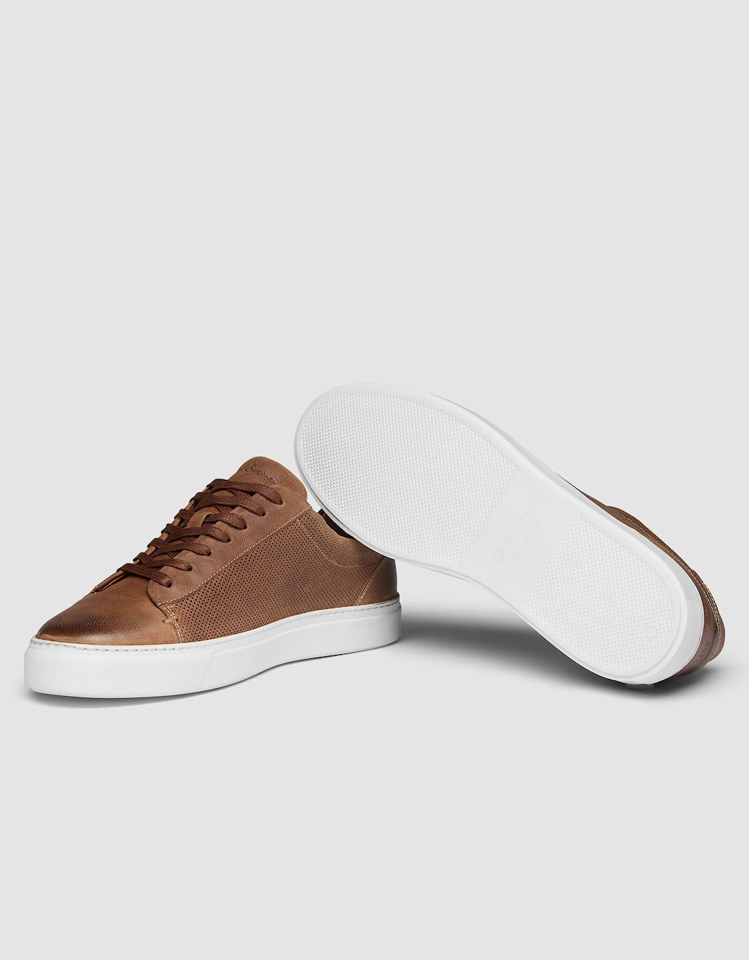Oliver Sweeney Almada Mens Perforated Leather Trainers - Tan