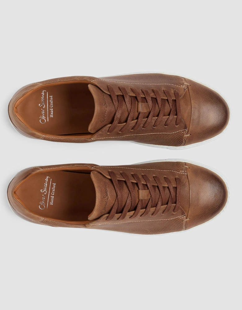 Oliver Sweeney Almada Mens Perforated Leather Trainers - Tan