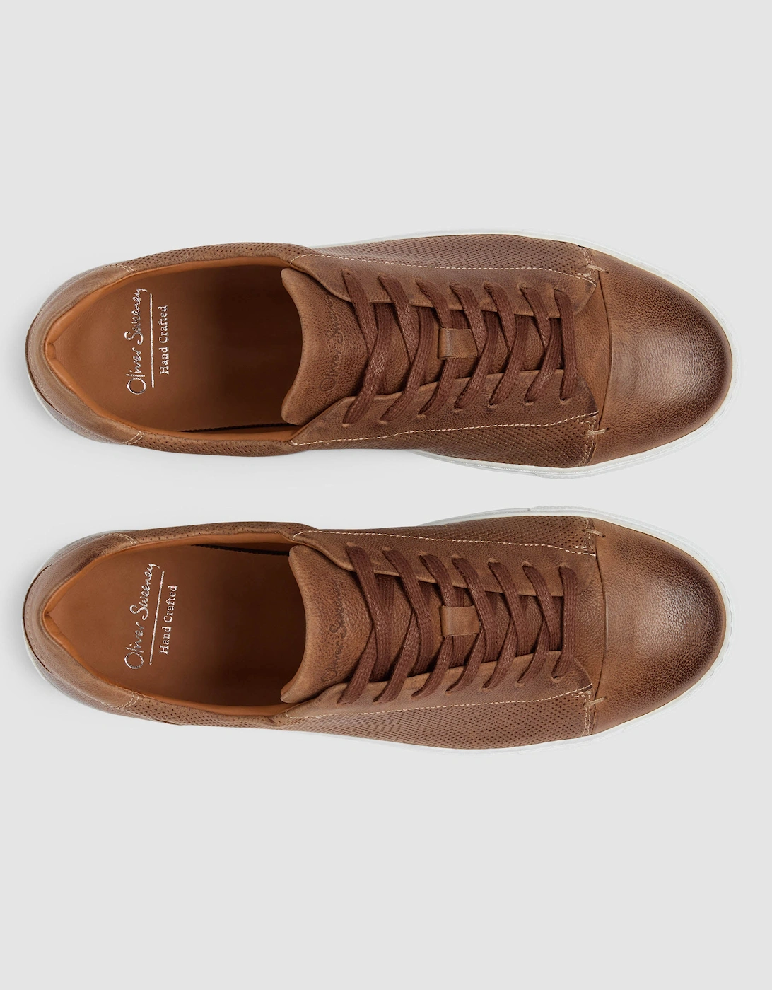 Oliver Sweeney Almada Mens Perforated Leather Trainers - Tan