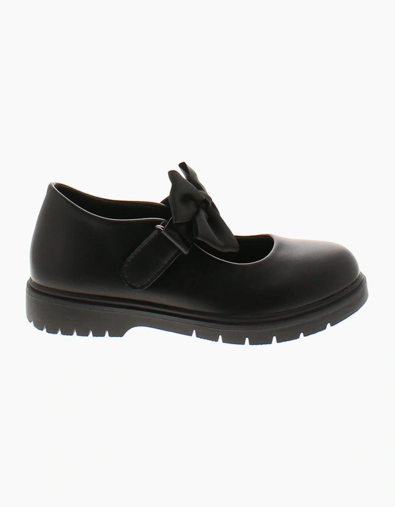 Princess Stardust Girls School Shoes Younger Candice Touch Fastening black paten