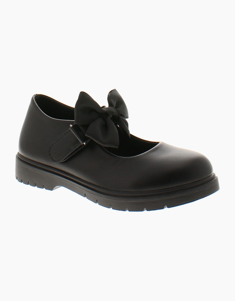Princess Stardust Girls School Shoes Younger Candice Touch Fastening black paten