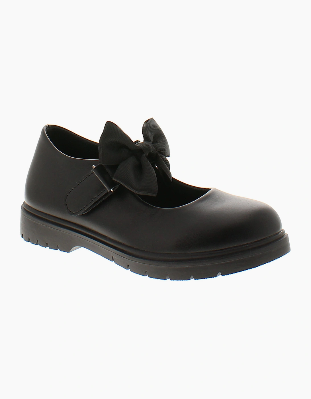 Princess Stardust Girls School Shoes Younger Candice Touch Fastening black paten