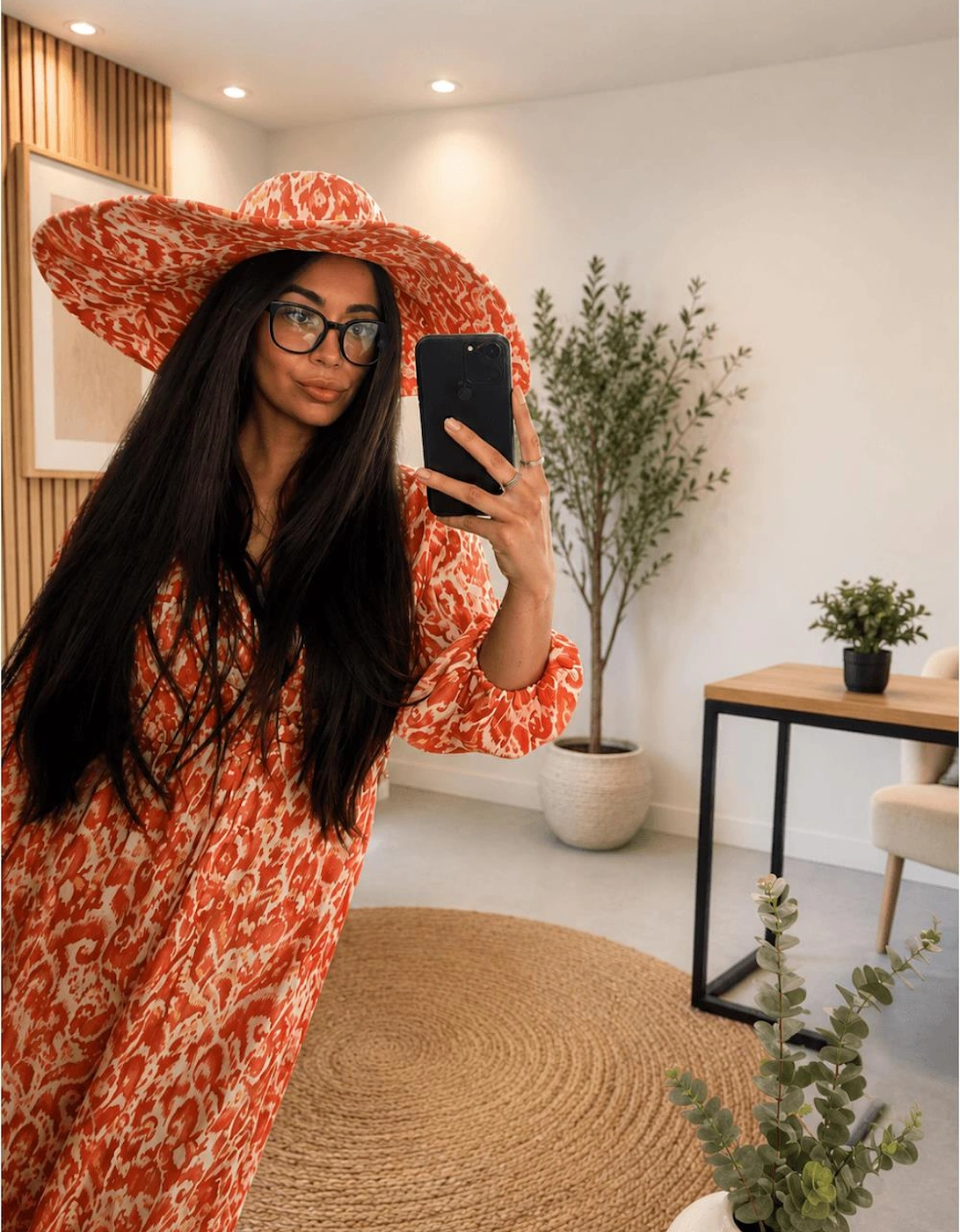 Orange Eco Silk Oversized Flapper Hat