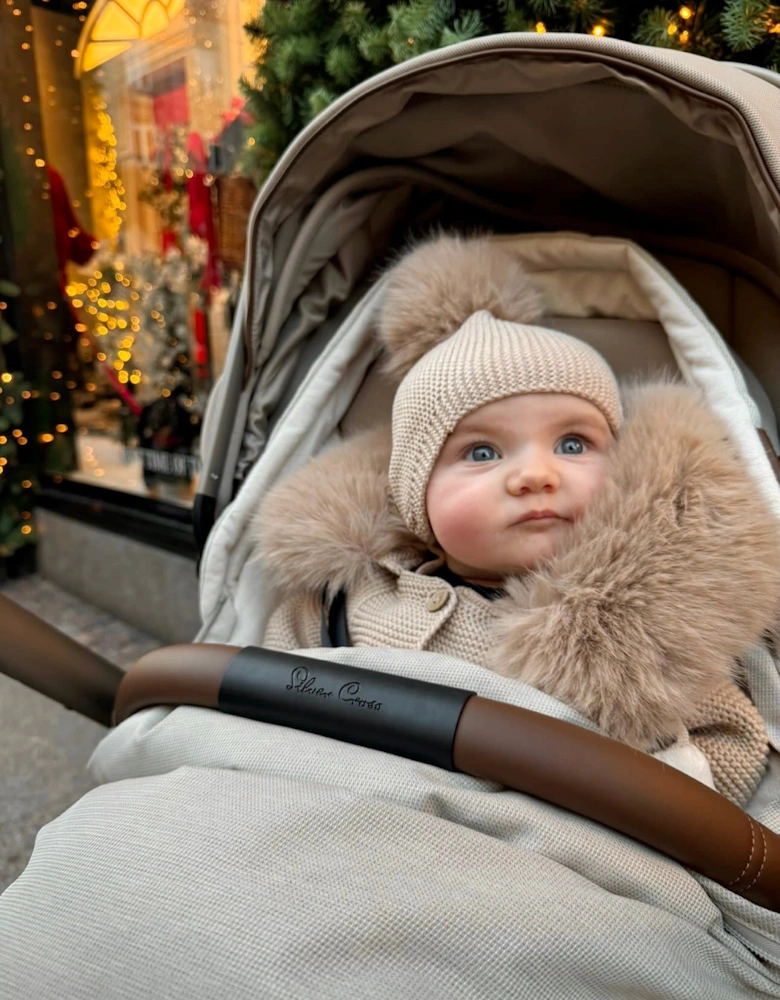 Deep Sand Knit Faux Fur Tie Hat