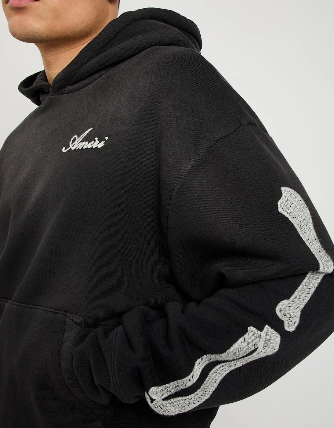 Amiri Bones Embroidered Hoodie in Black