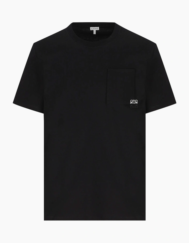 Loewe Two-Tone Anagram Embroidered Pocket T-Shirt in Black