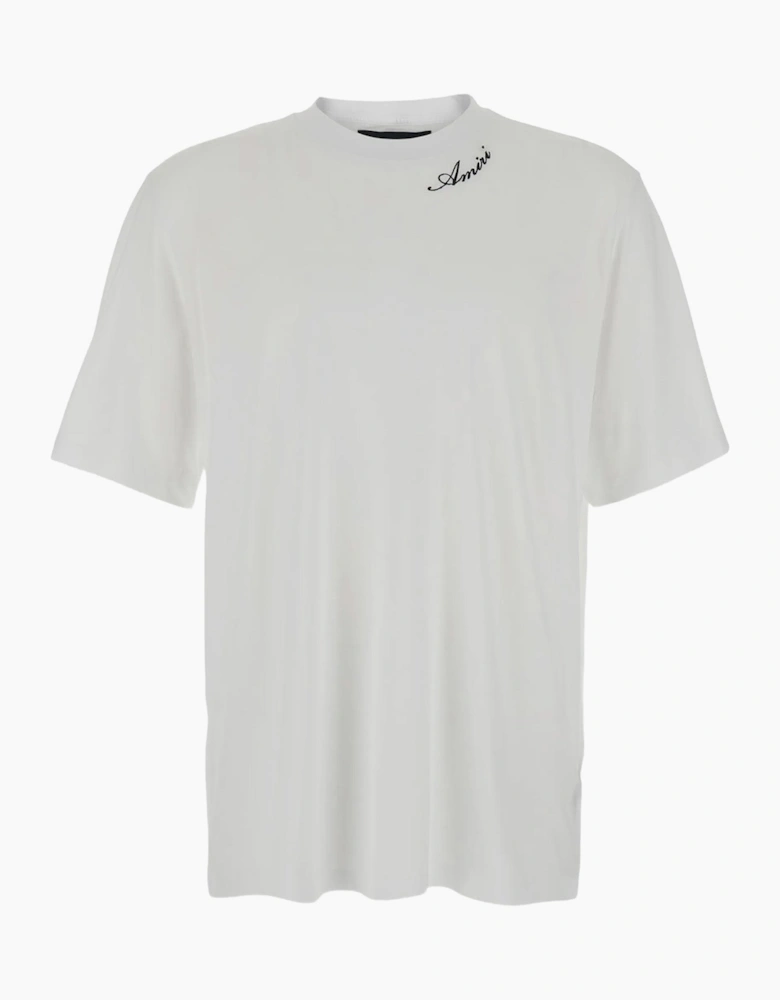 Amiri Script Embroidered T-Shirt in White