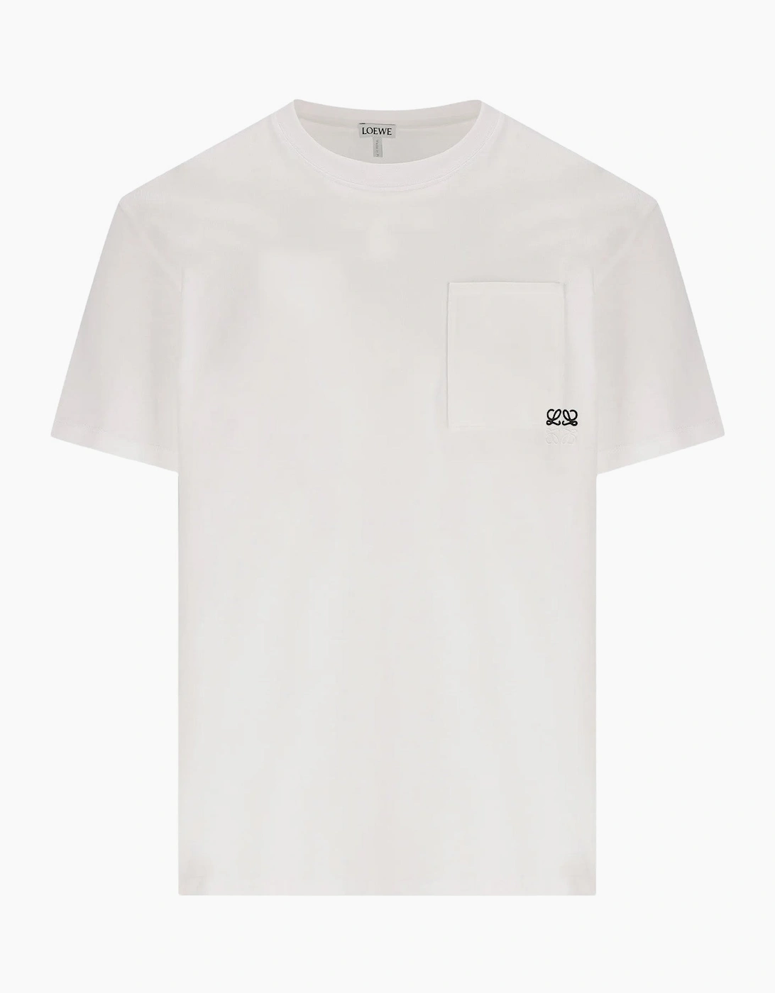 Loewe Two-Tone Anagram Embroidered Pocket T-Shirt in White