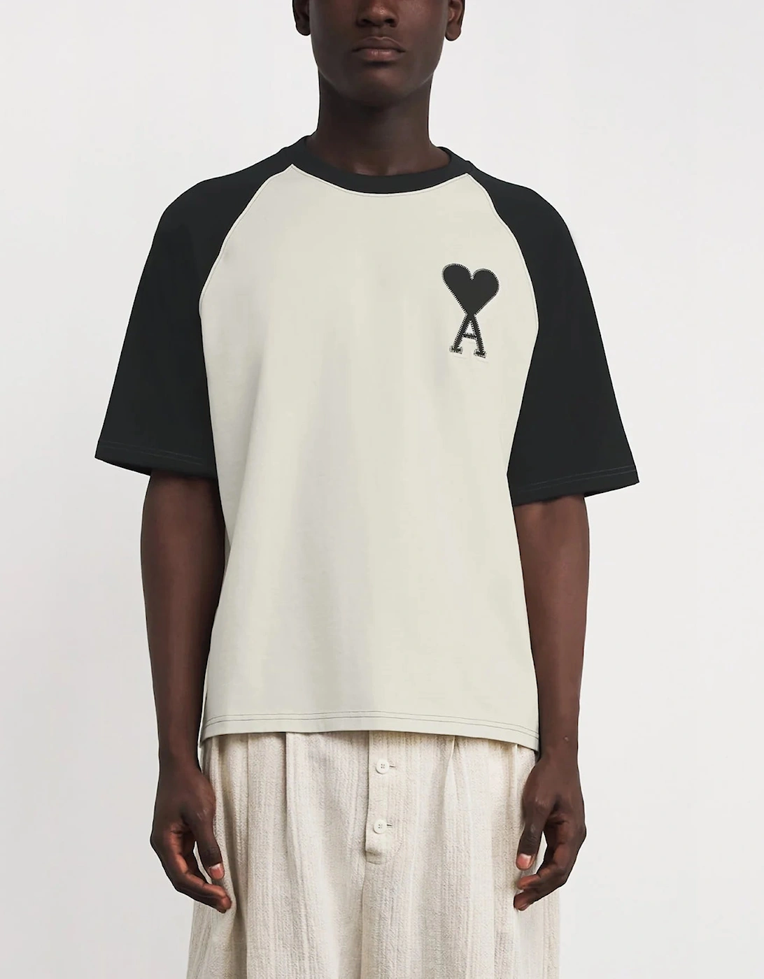 Ami Paris Embroidered Logo T-Shirt in White
