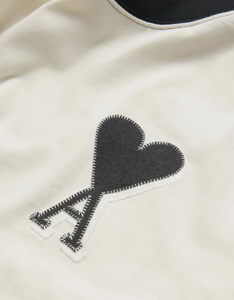 Ami Paris Embroidered Logo T-Shirt in White
