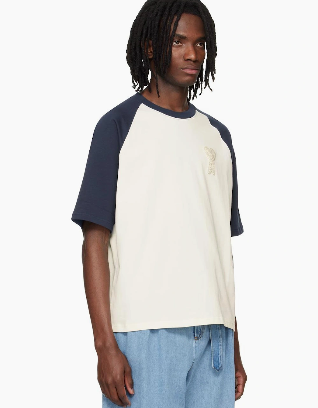 Ami Paris Crochet ADC T-Shirt in Cream