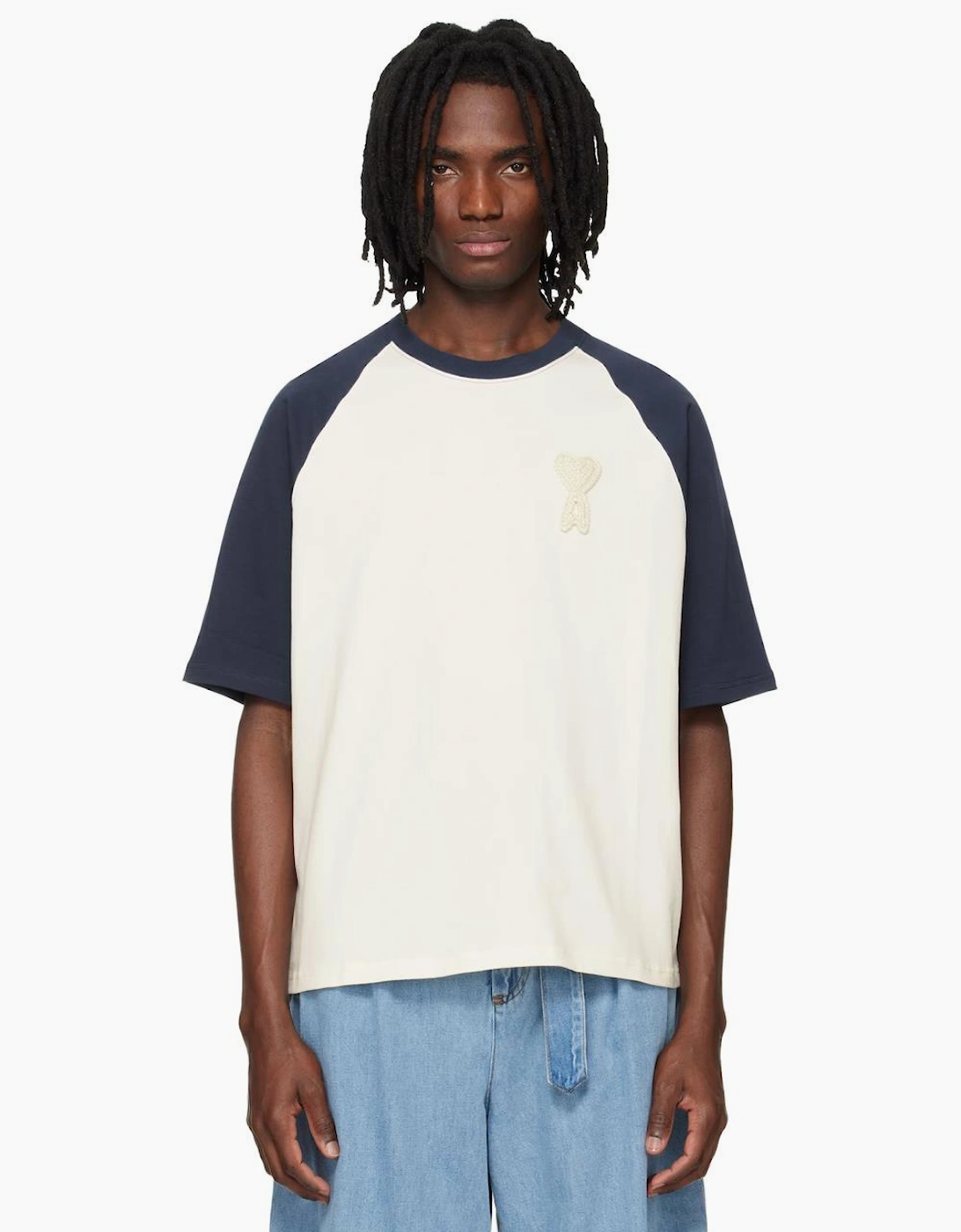 Ami Paris Crochet ADC T-Shirt in Cream
