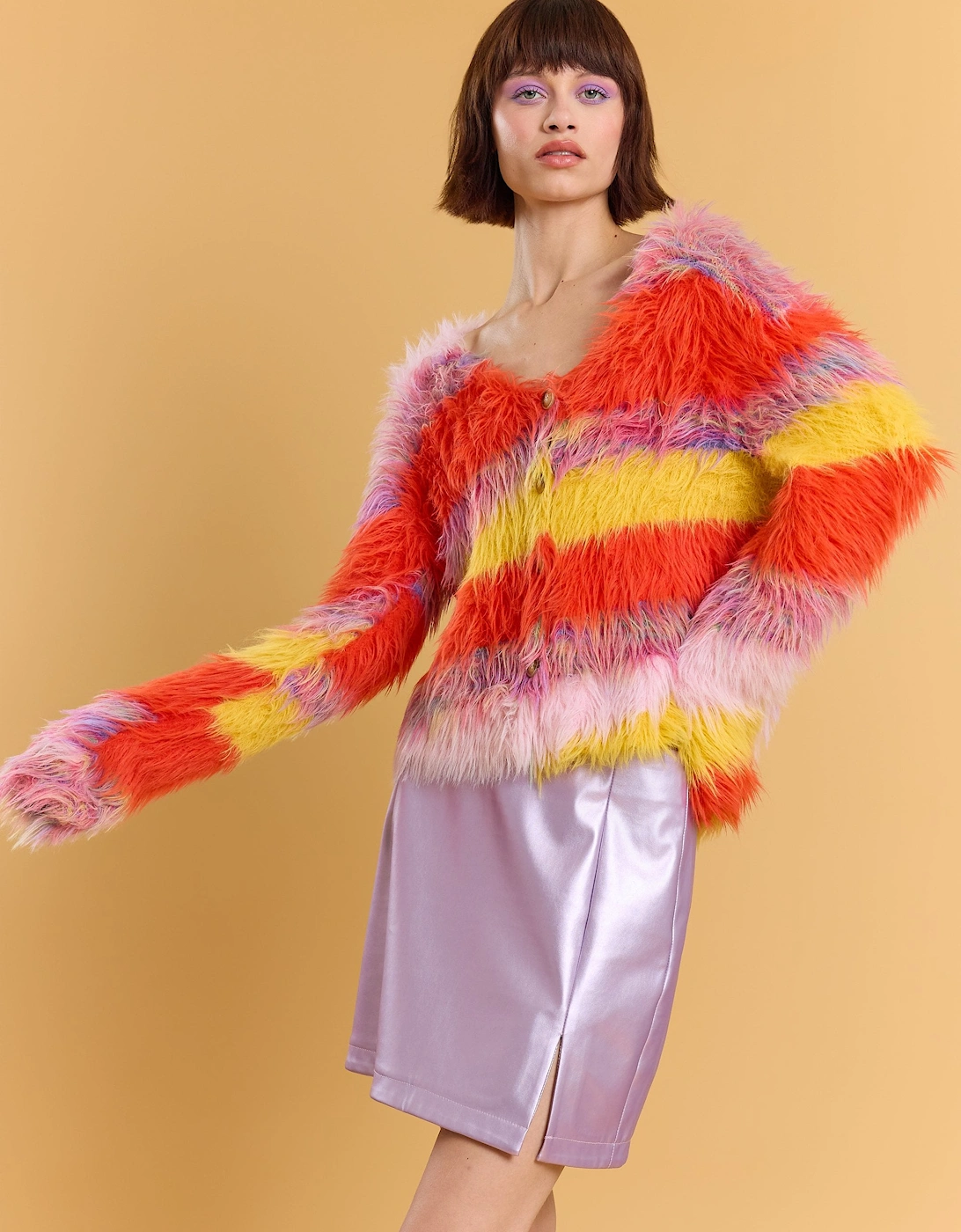 Banana Peel Cashmere Rainbow Cardigan