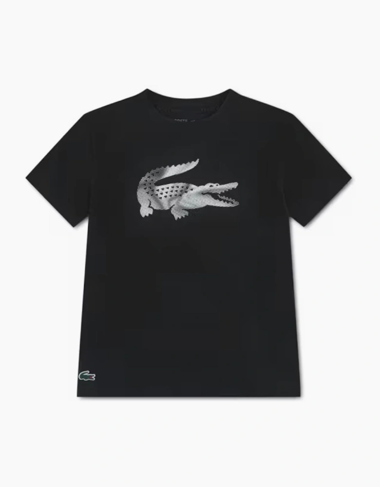 LACOSTE OFF COURT GRAPHIC TEE IN BLACK 847925