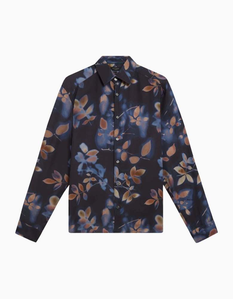 Ted Baker Kalmill Regular Fit Leaf Shadow Print Navy Shirt