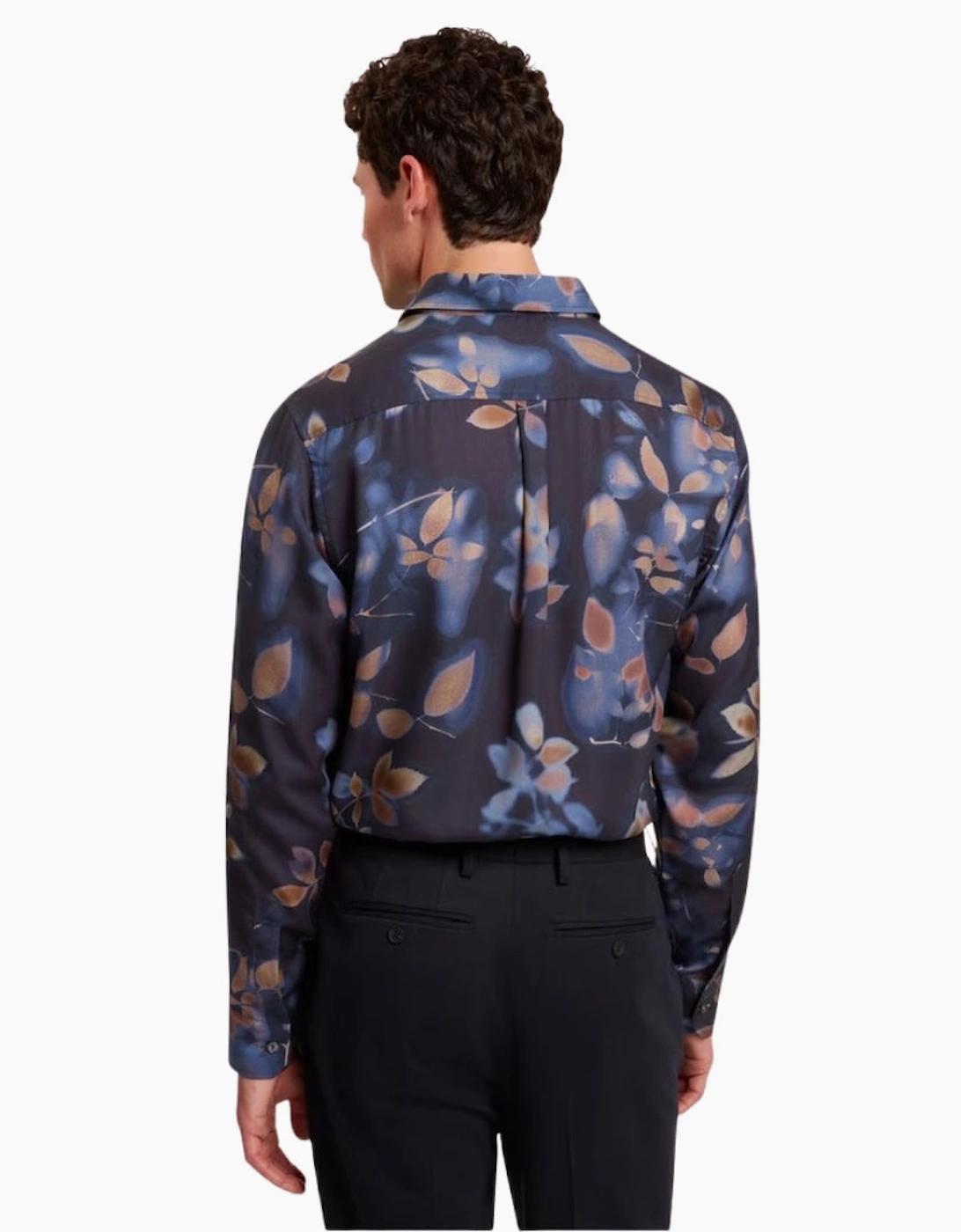 Ted Baker Kalmill Regular Fit Leaf Shadow Print Navy Shirt