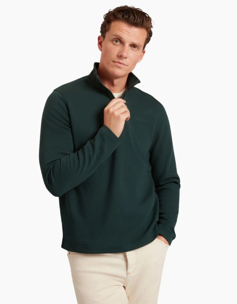 Ted Baker Crabtre Branded Honeycomb Trim Dark Green Half Zip