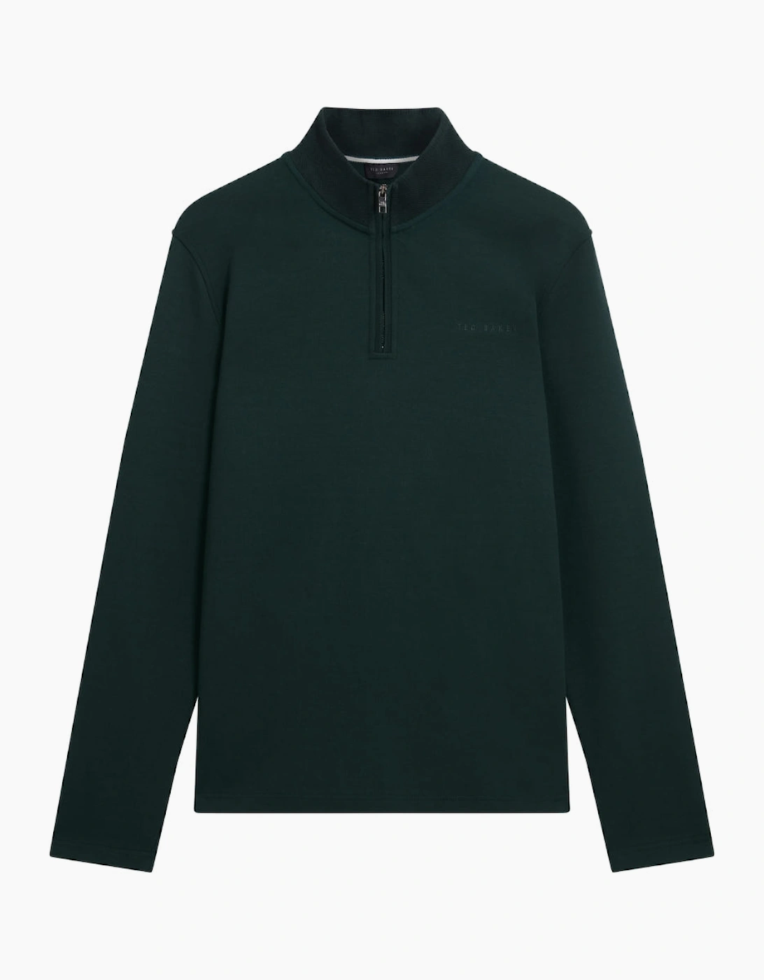 Ted Baker Men's Ted Baker Crabtre Branded Honeycomb Trim Dark Green Half Zip - Black