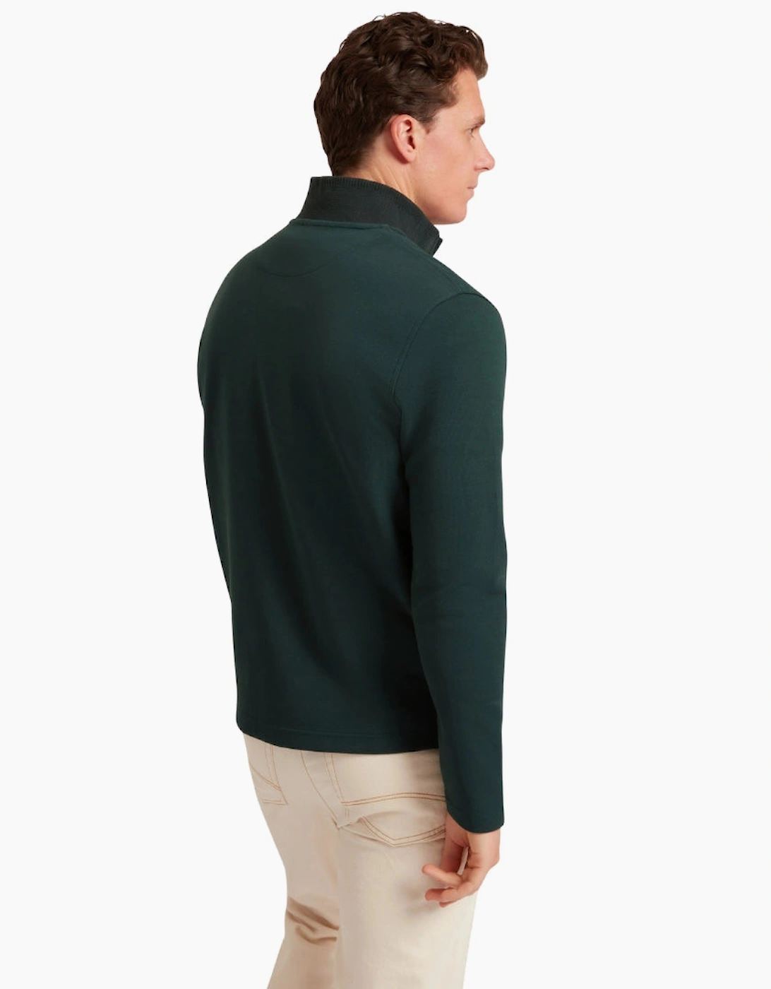 Ted Baker Crabtre Branded Honeycomb Trim Dark Green Half Zip