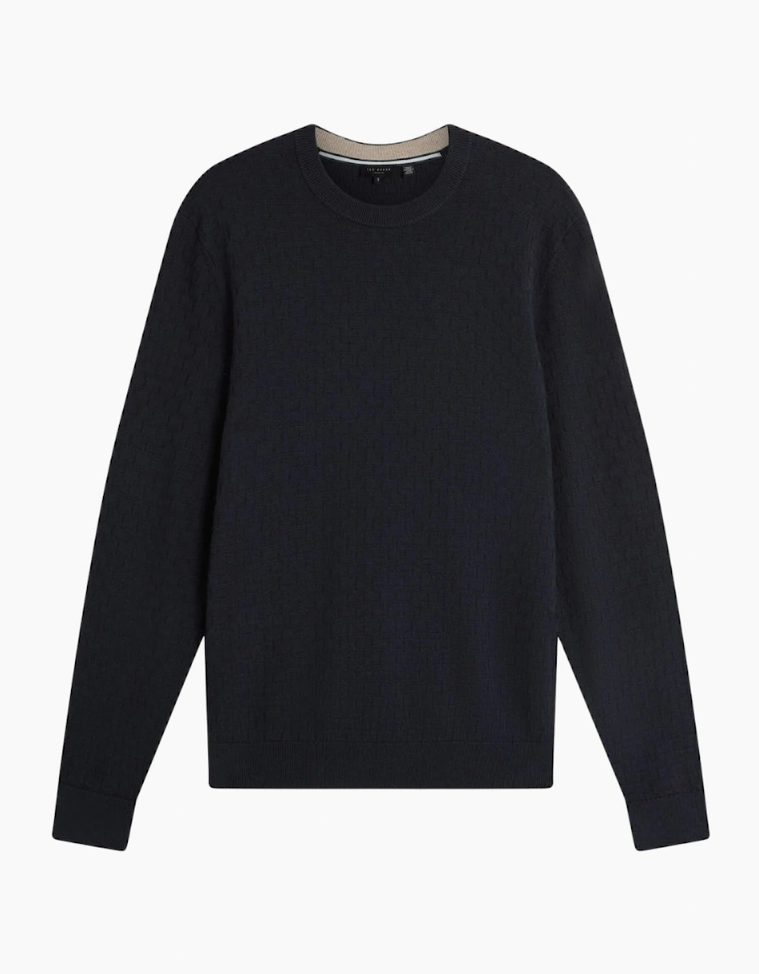 Men's Ted Baker Sainsy T Stitch Navy Crew Neck Jumper - Black - Size: 40