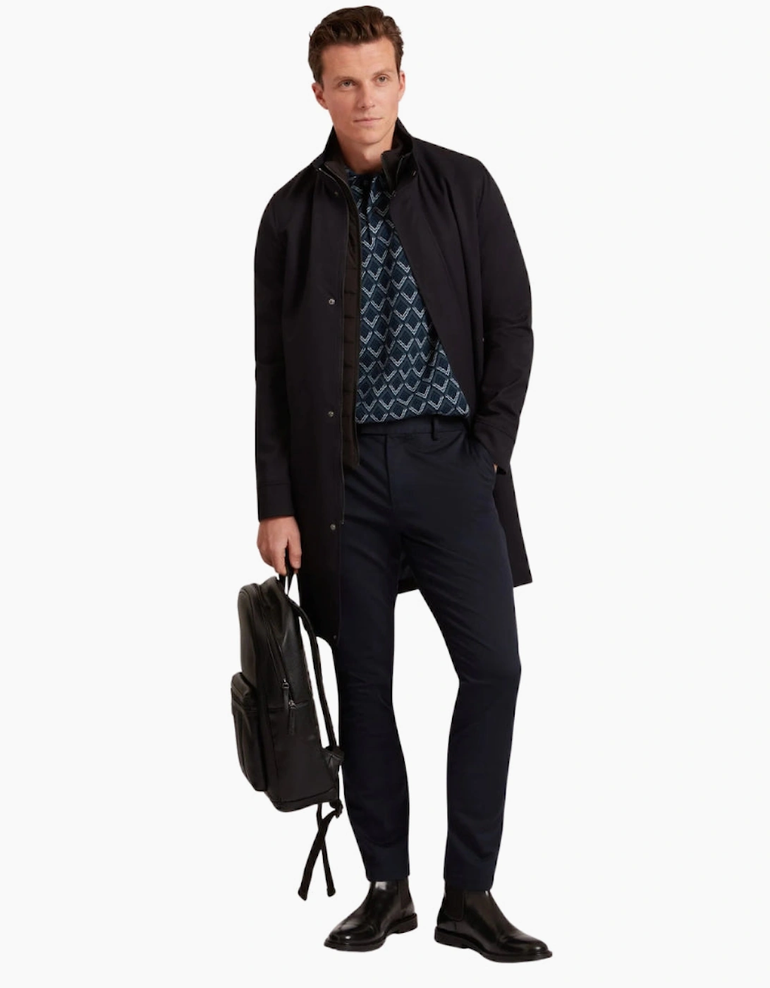 Ted Baker Ruabon Nylon Funnel Neck Navy Jacket