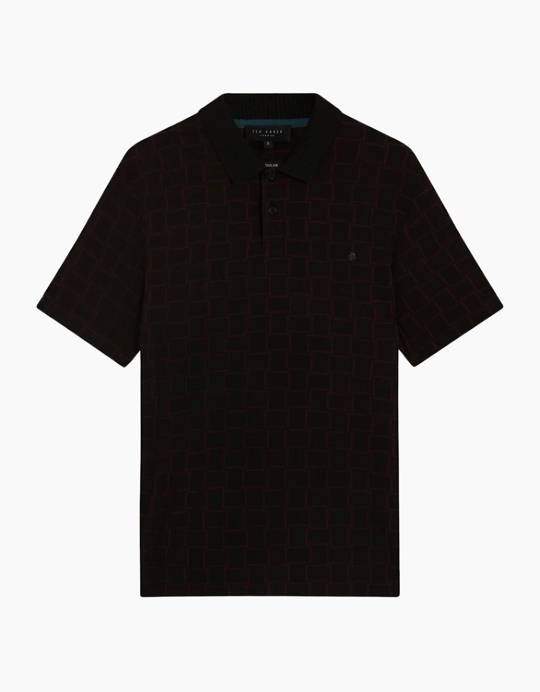 Men's Ted Baker Eduard Square Jacquard Black Polo Shirt - Size: XXXL