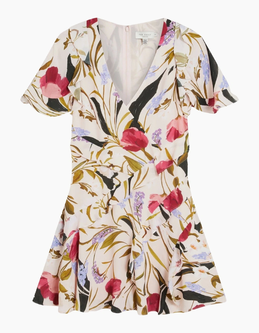 Ted Baker Issiia Frill Detail Pale Pink Mini Dress