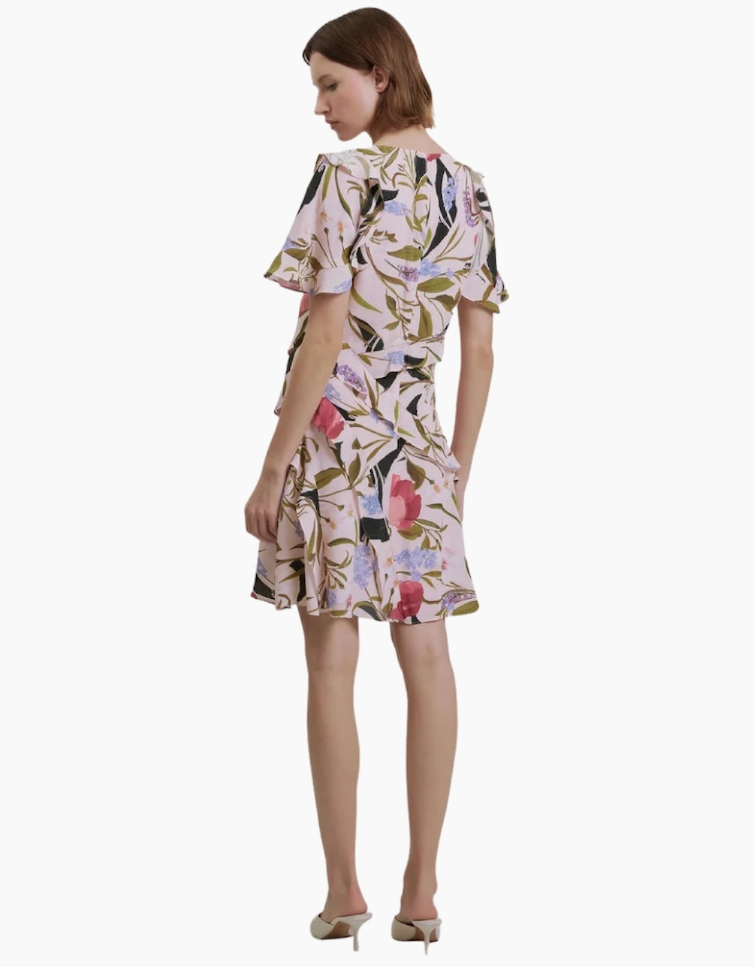 Ted Baker Issiia Frill Detail Pale Pink Mini Dress