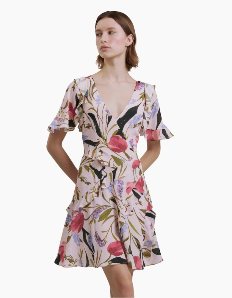 Ted Baker Issiia Frill Detail Pale Pink Mini Dress