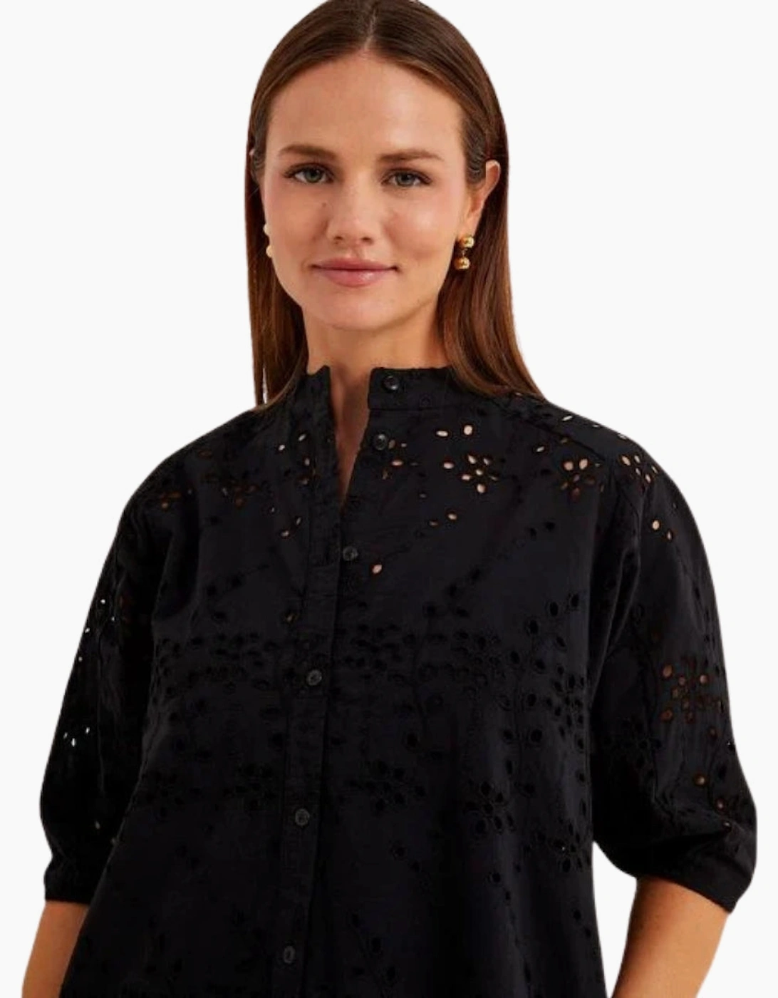 Ted Baker Nikaia Oversized Broderie Black Midi Dress