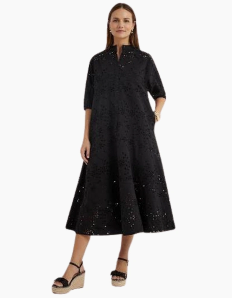 Ted Baker Nikaia Oversized Broderie Black Midi Dress