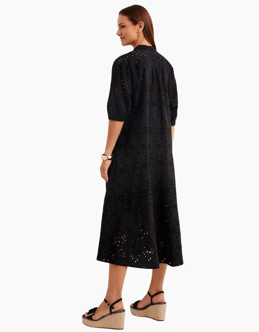 Ted Baker Nikaia Oversized Broderie Black Midi Dress