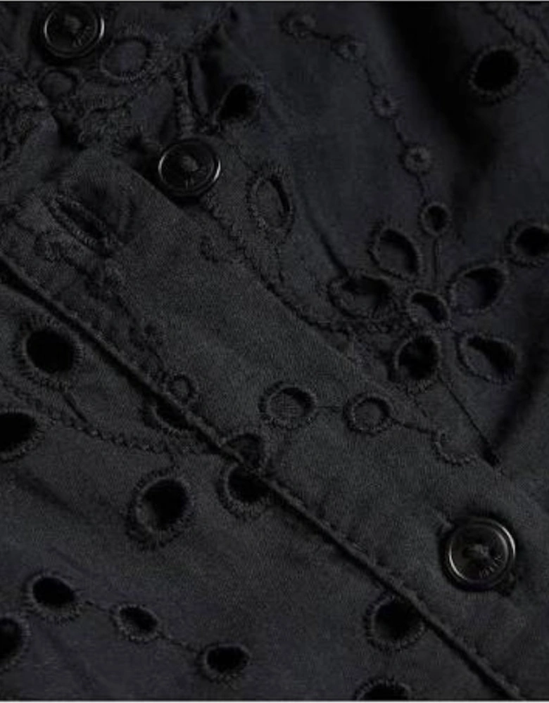 Ted Baker Nikaia Oversized Broderie Black Midi Dress