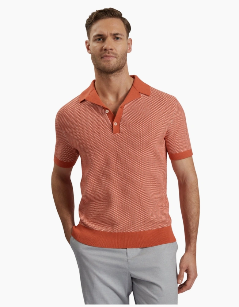 Ted Baker Gregry Small Stitch Red Knitted Polo