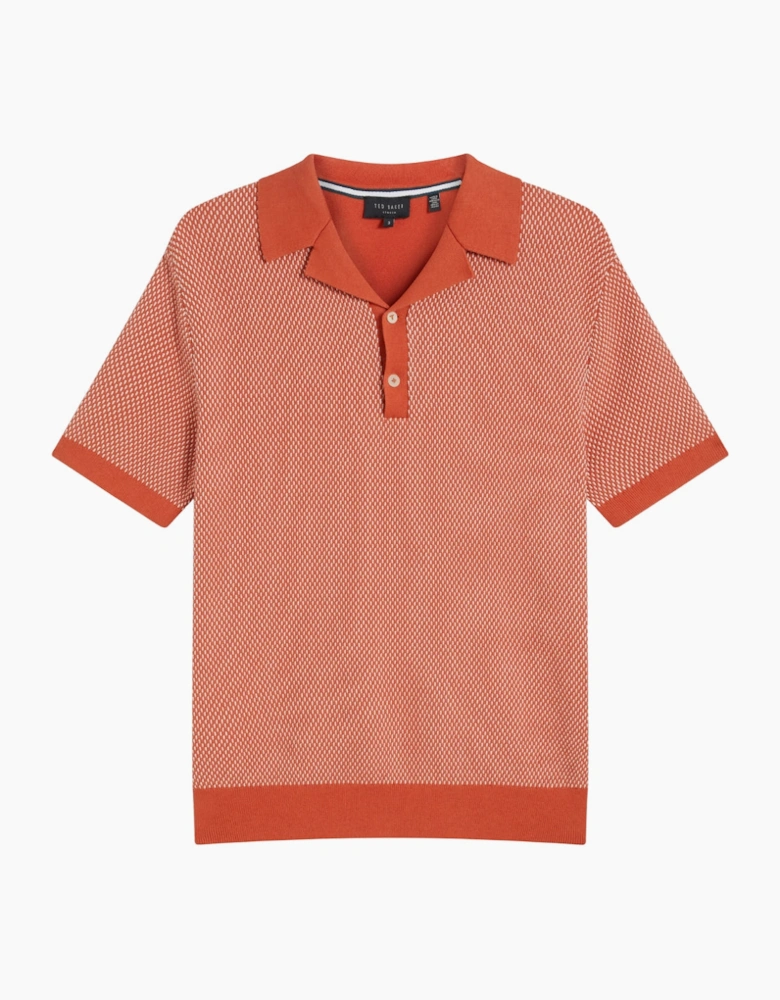Ted Baker Gregry Small Stitch Red Knitted Polo