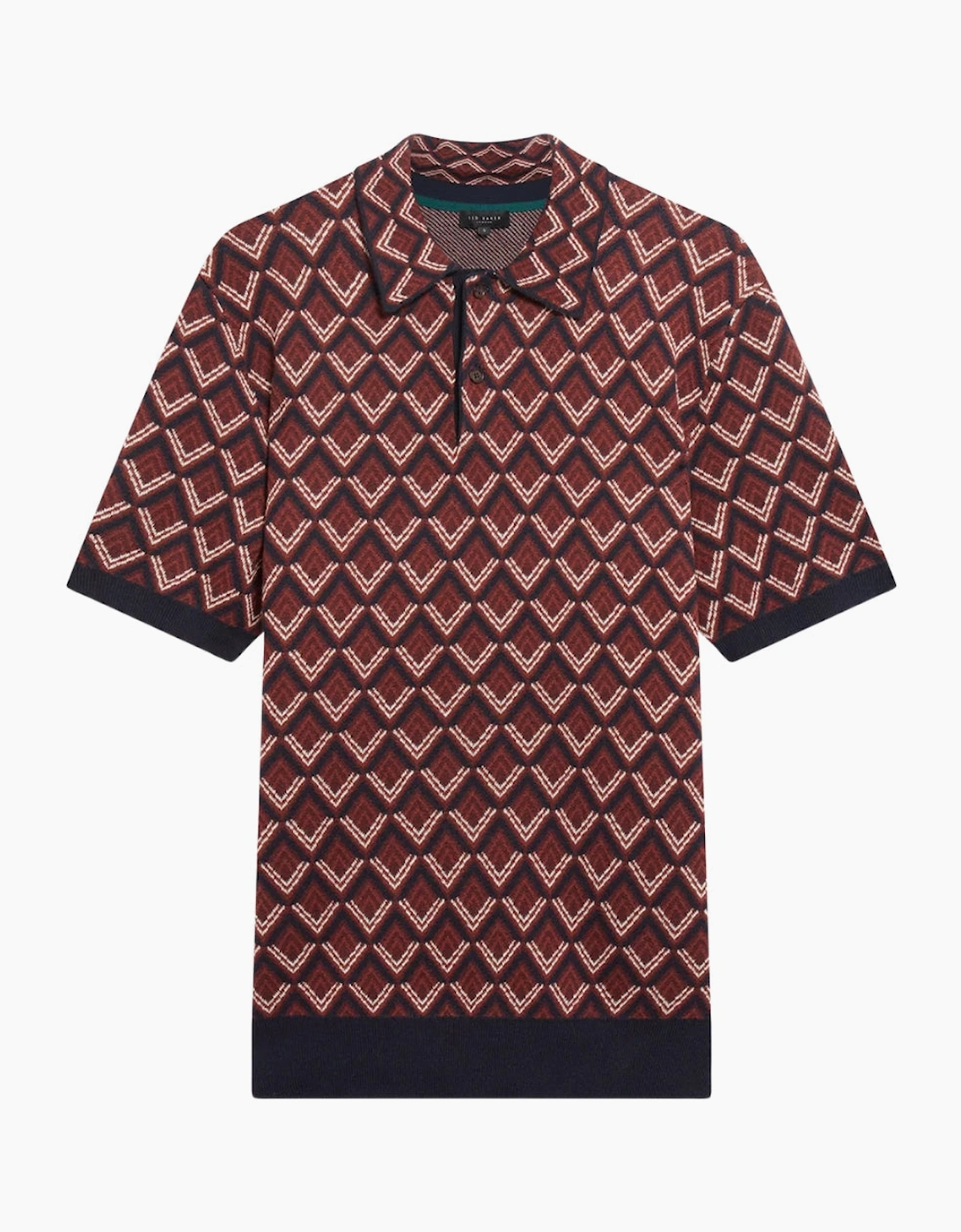 Ted Baker Men's Ted Baker Melvvin Geo Jacquard Maroon Knit Polo Shirt