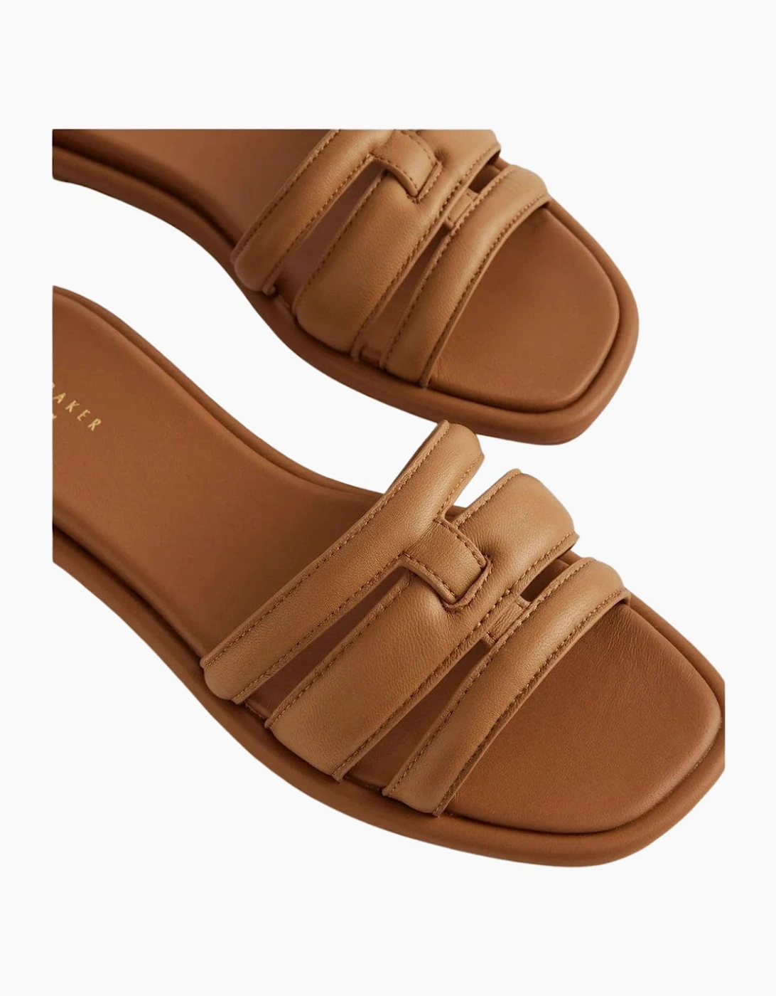 Ted Baker Leeiaa Flat Woven T Logo Brown Slide Sandals