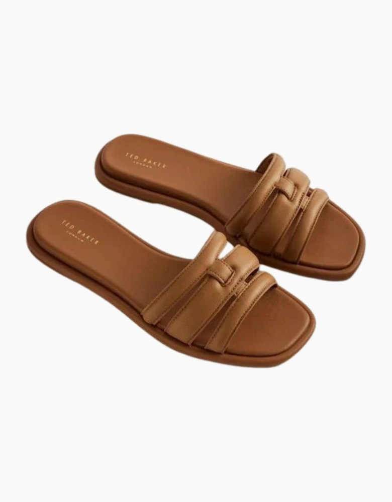 Ted Baker Leeiaa Flat Woven T Logo Brown Slide Sandals