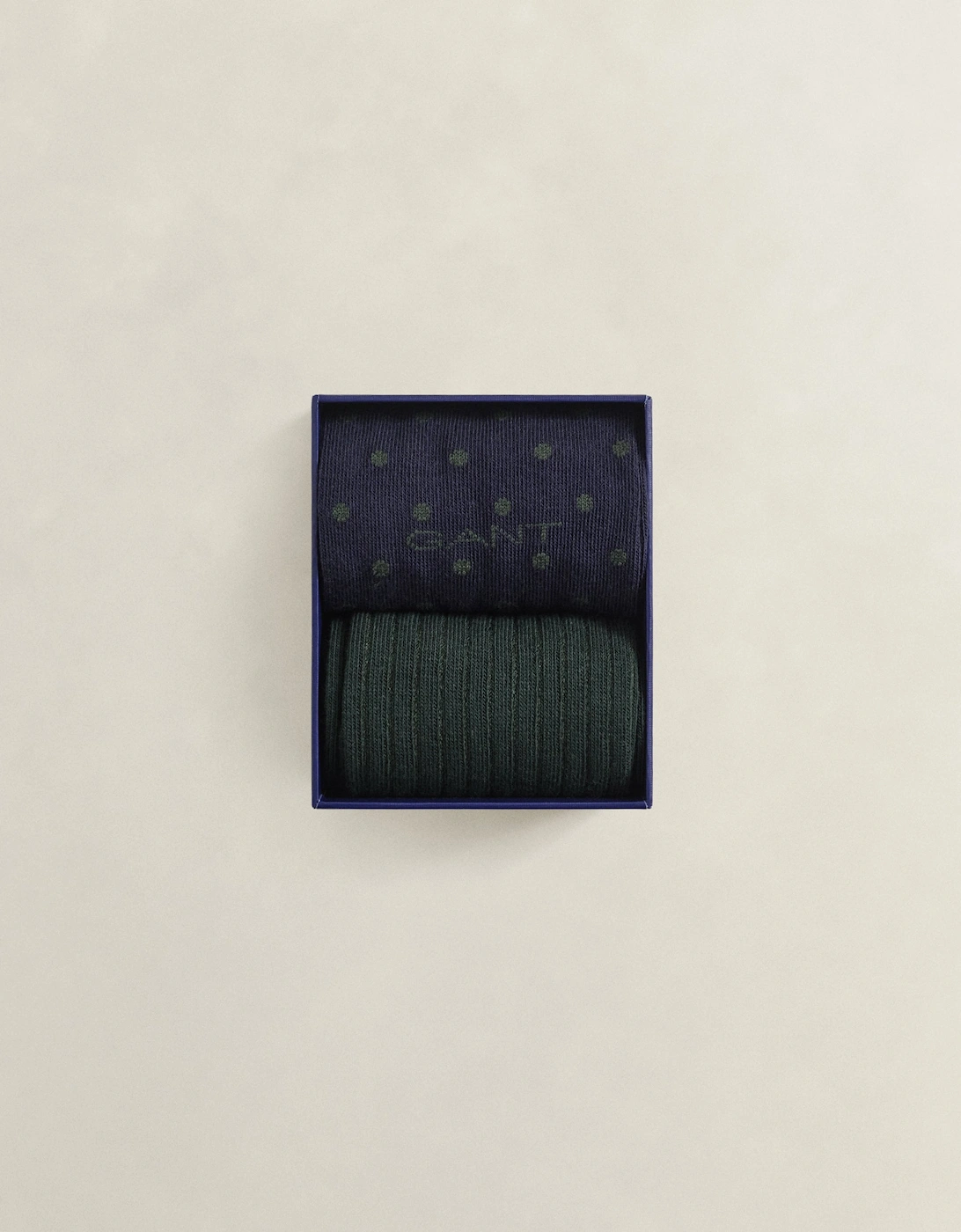 GANT Mens Dot And Rib 2-Pack Sock Gift Box - 433 Evening Blue