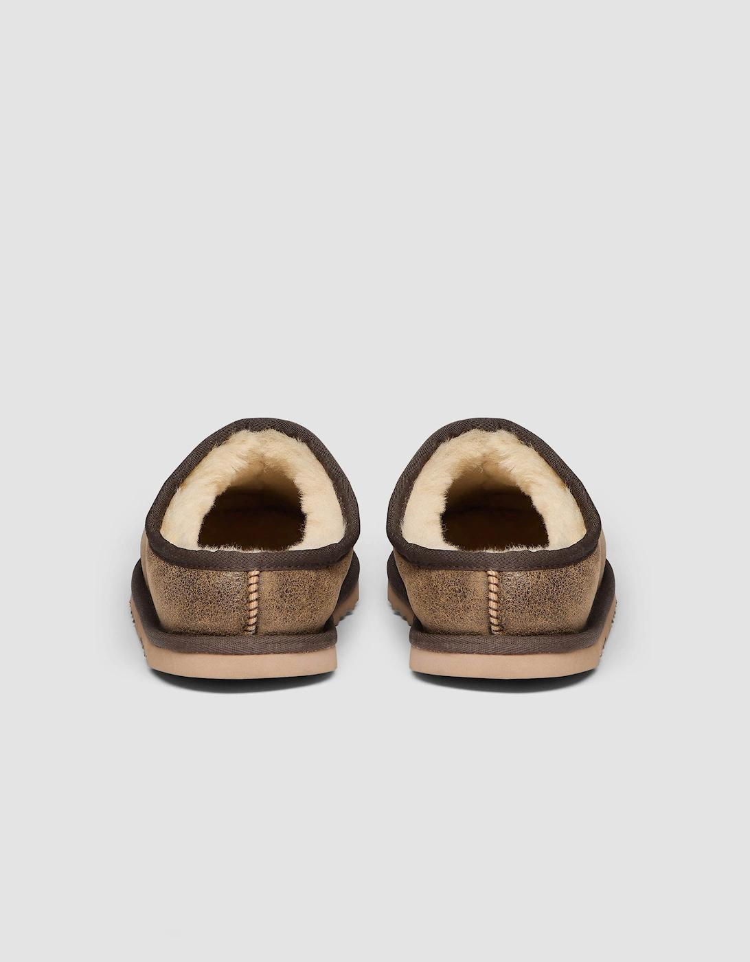 Oliver Sweeney Yaxley Mens Leather Shearling Mule Slippers - Olive Brown