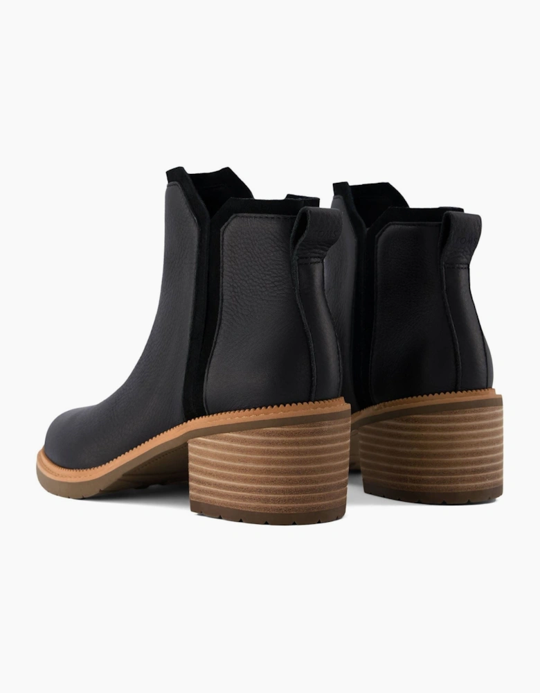 TOMS Hailey Leather Women's Black Heeled Ankle Boots